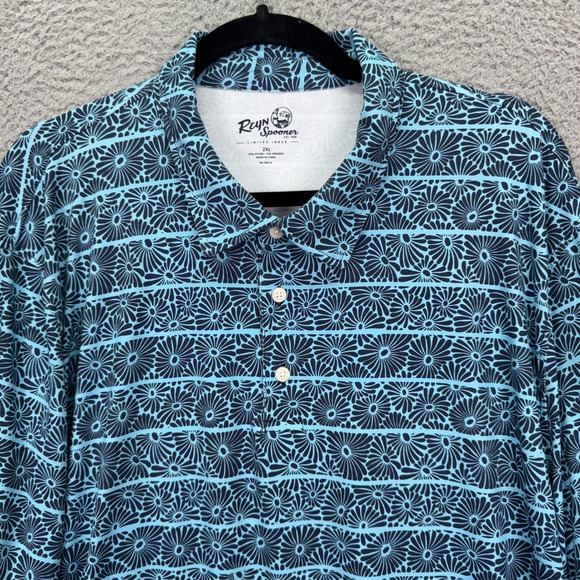 reyn spooner Other - Reyn Spooner Polo Shirt Mens 2XL Blue Floral Limited Issue Medallion Performance